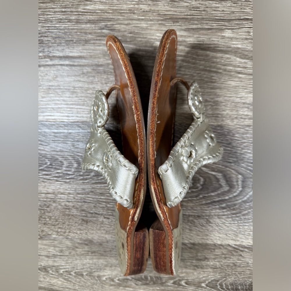 Jack Rogers Shoes Women 8.5 Platinum Leather Hampton Calyspso Sandals Preppy View 6